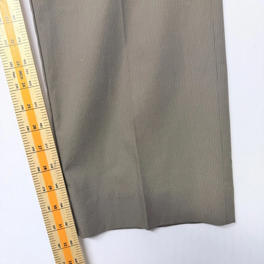 Banana Republic Mens Tailored Fit Non Iron Cotton Micro Stripe Pants Taupe 34x32